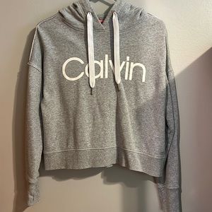 Heather Gray Calvin Klein Lightly Cropped Hoodie